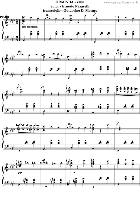 Partitura da música Orminda