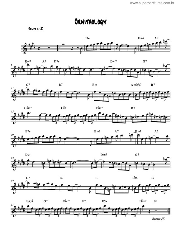 Partitura da música Ornithology v.3