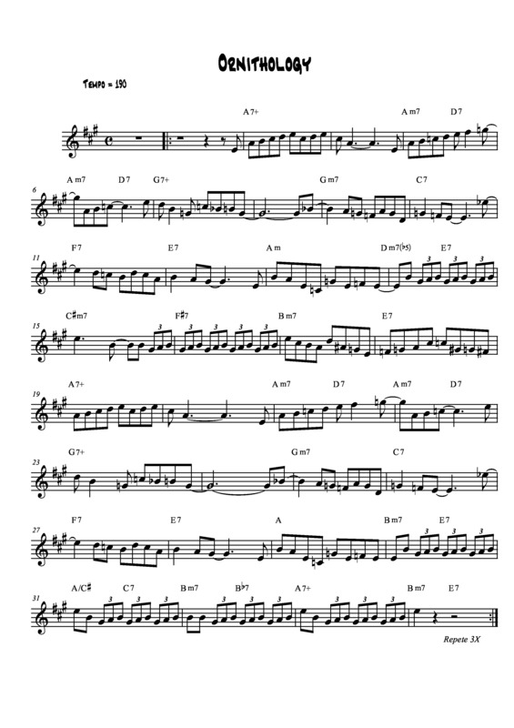 Partitura da música Ornithology