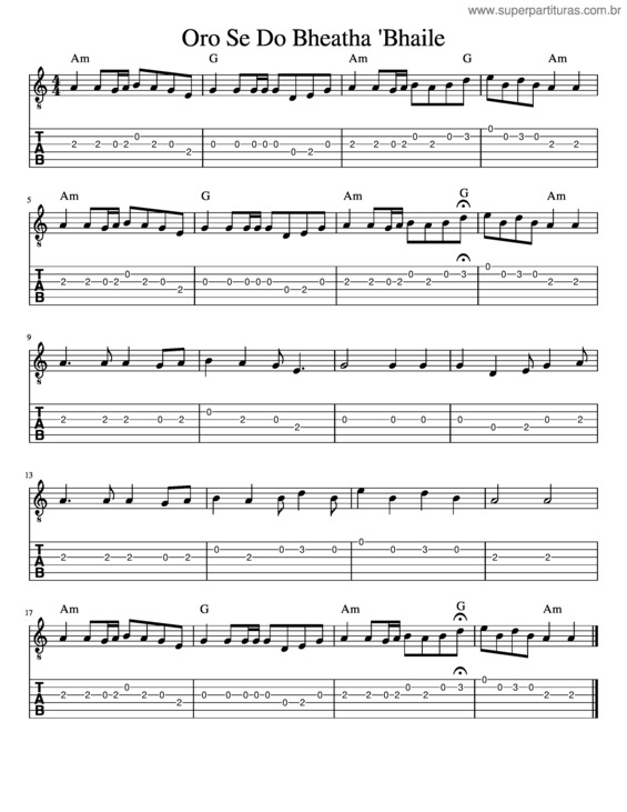 Partitura da música Oró, Sé Do Bheatha `Bhaile