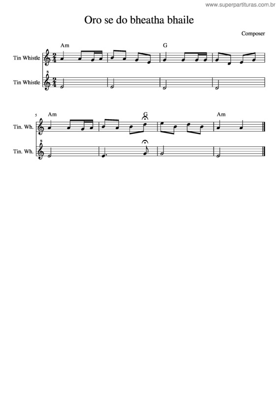 Partitura da música Oro Se Do Bheatha Bhaile