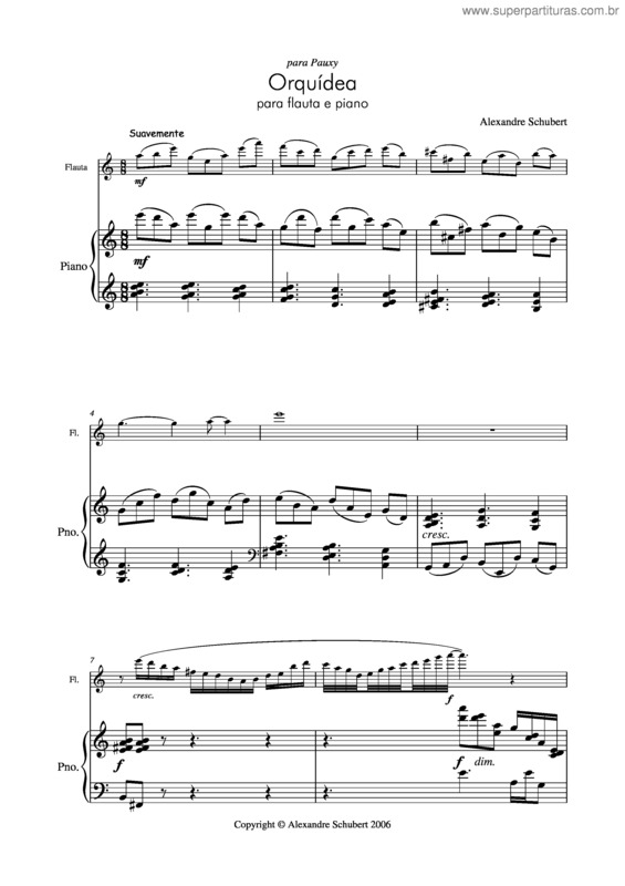 Partitura da música Orquídea v.2