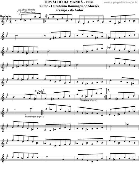 Partitura da música Orvalho Da Manhã v.3