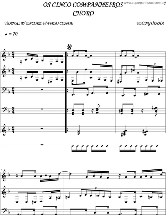 Partitura da música Os 5 Companheiros