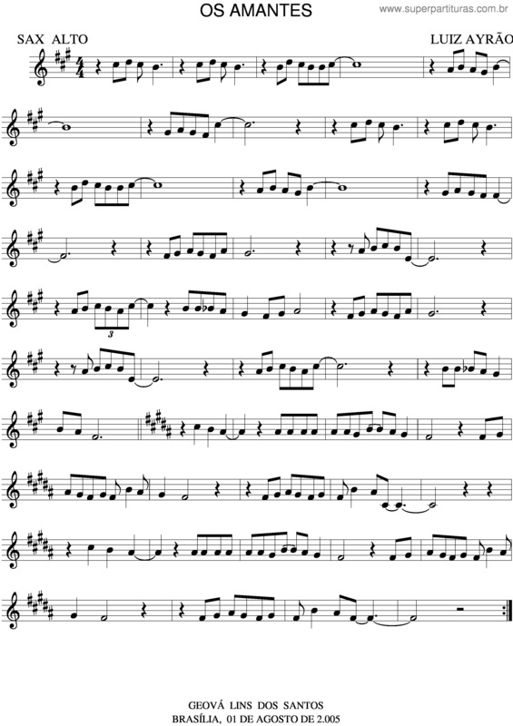 Partitura da música Os Amante