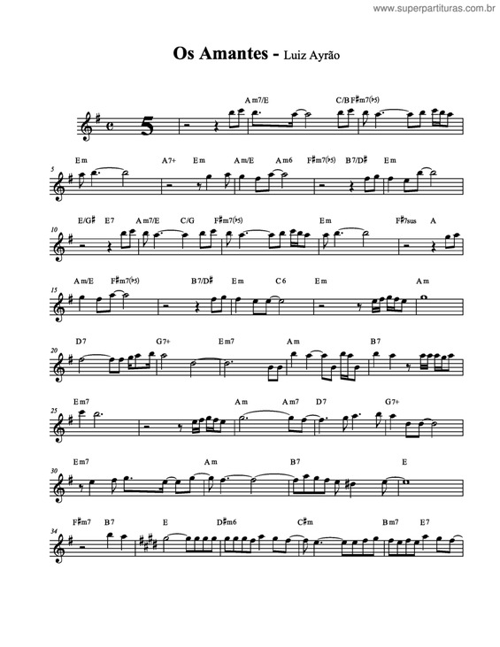 Partitura da música Os Amantes v.2