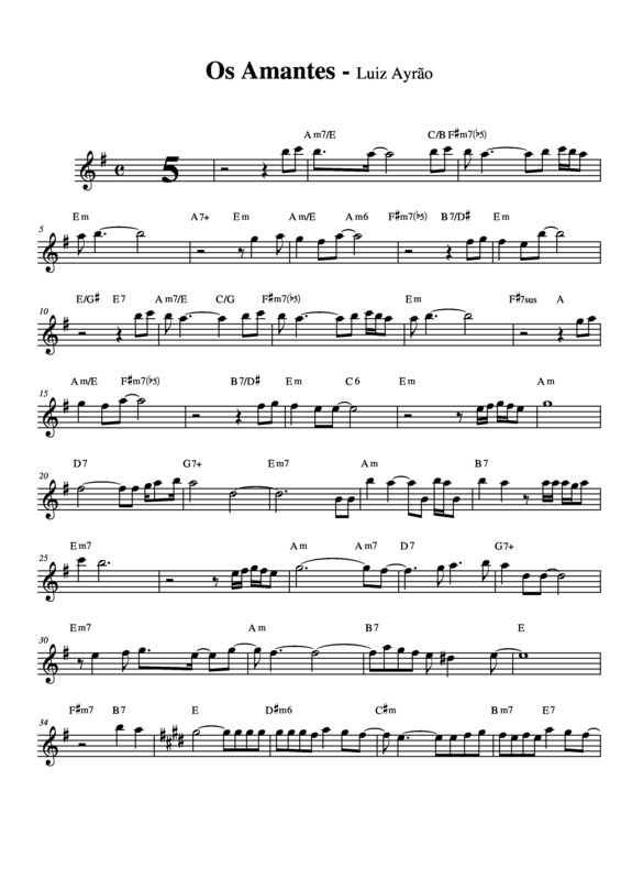 Partitura da música Os Amantes v.4