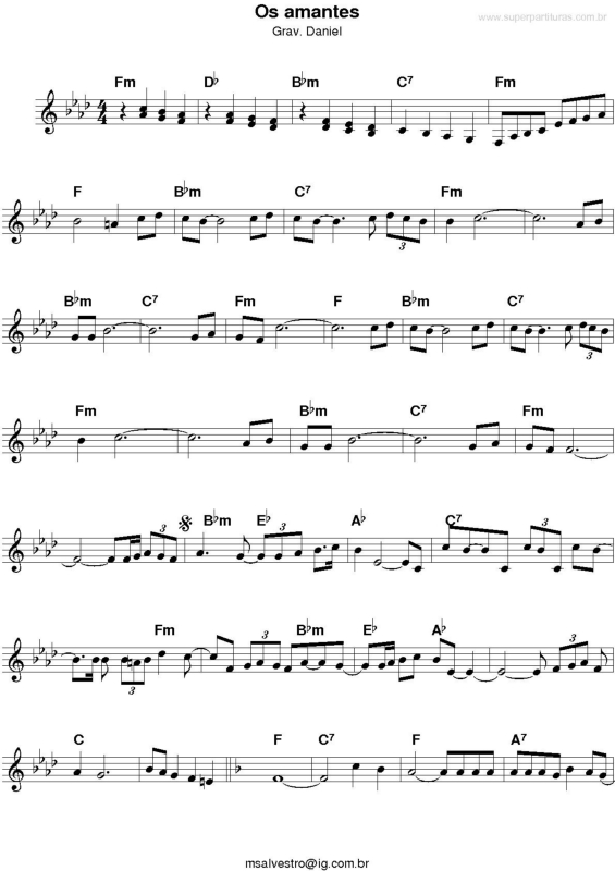 Partitura da música Os Amantes