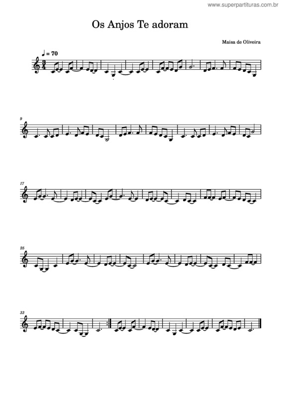 Partitura da música Os Anjos Te Adoram – Maisa De Oliveira v.2