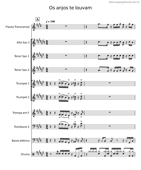 Partitura da música Os Anjos Te Louvam – Eli Soares v.2