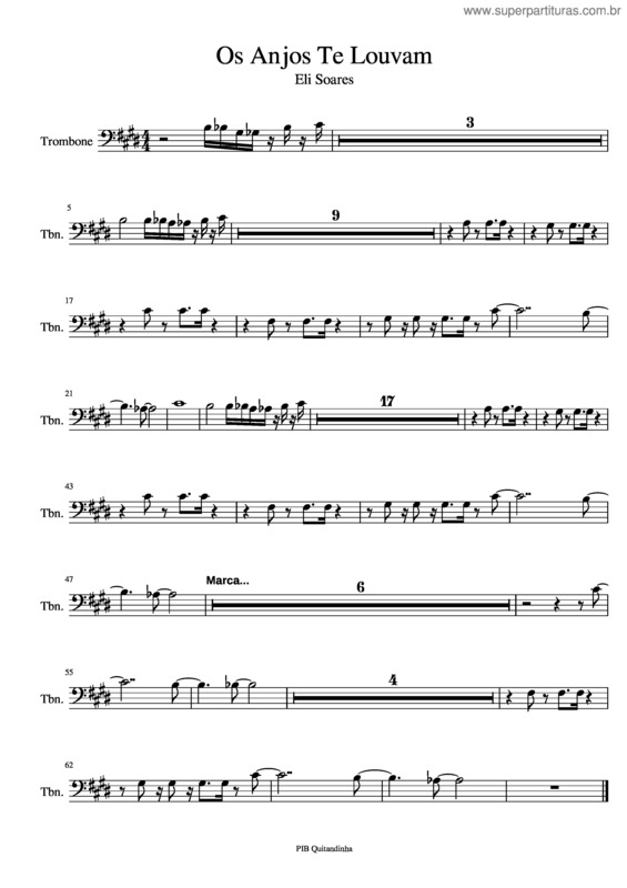 Partitura da música Os Anjos Te Louvam Trombone