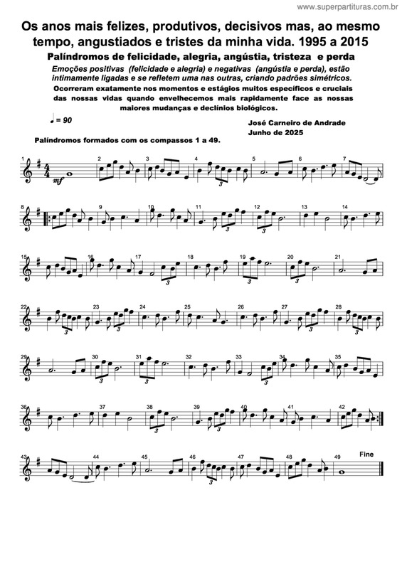 Partitura da música Os Anos Mais Felizes, Produtivos, Decisivos Mas, Ao Mesmo Tempo, Angustiados E Tristes Da Minha Vida. 1995 A 2015.
