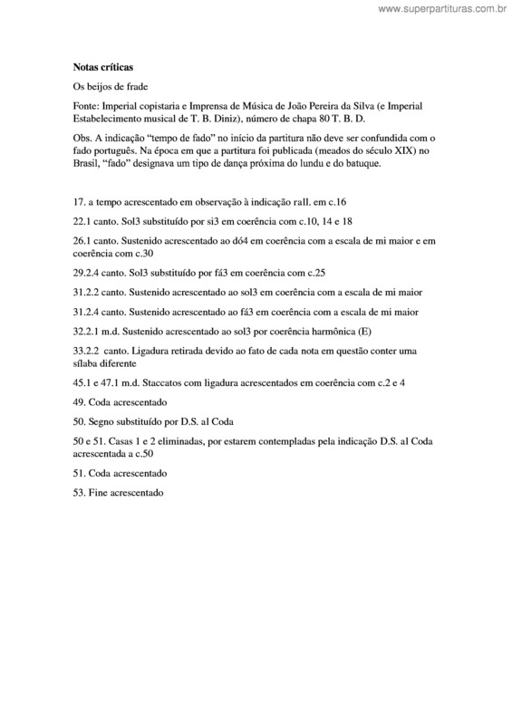 Partitura da música Os beijos de frade v.2