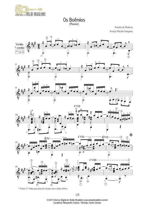 Partitura da música Os Boêmio