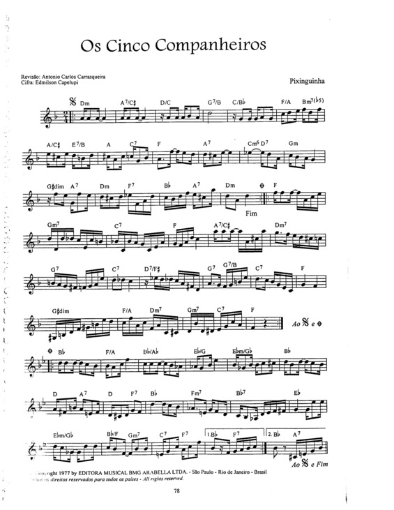 Partitura da música Os Cinco Companheiros v.8