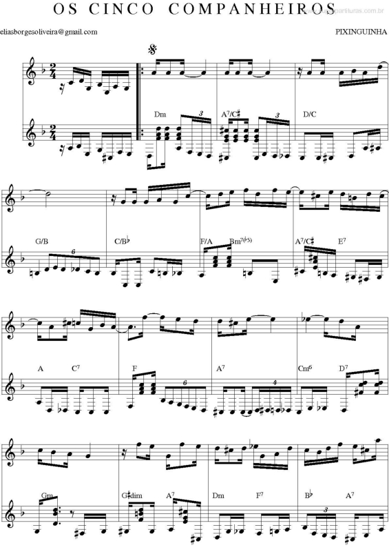 Partitura da música Os Cinco Companheiros