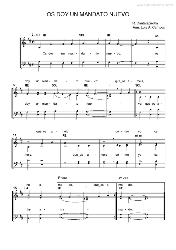 Partitura da música Os Doy um Mandato Nuevo