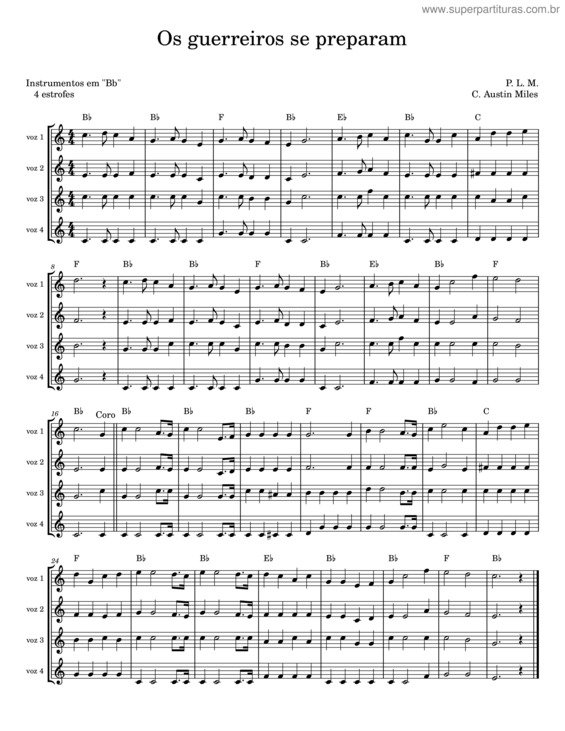 Partitura da música Os Guerreiros Se Preparam – P. L. M.