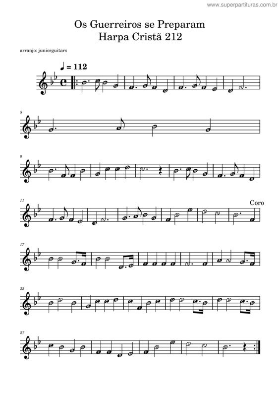 Partitura da música Os Guerreiros Se Preparam– Violino– Harpa Cristã 212