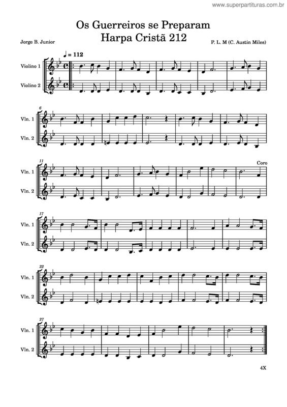 Partitura da música Os Guerreiros Se Preparam Harpa Cristã 212