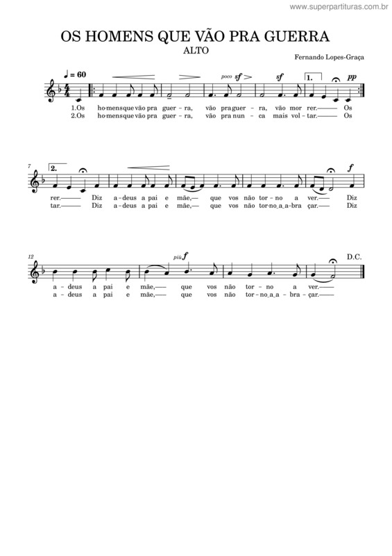 Partitura da música Os Homens Que Vão Pra Guerra