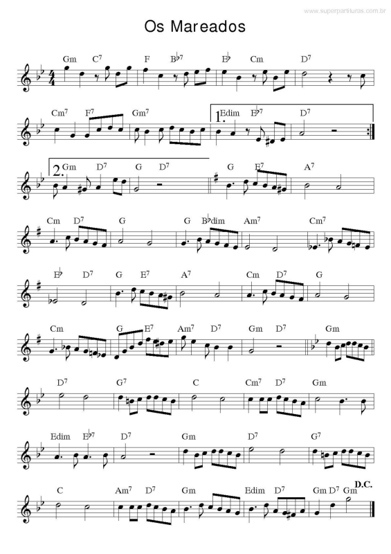 Partitura da música Os Mareados