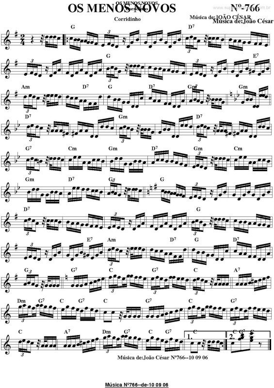 Partitura da música Os Menos Novos