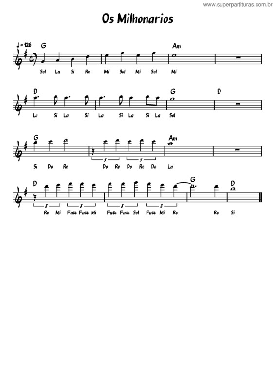 Partitura da música Os Milhonarios