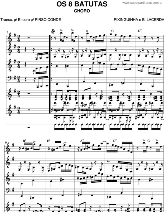 Partitura da música Os Oito Batutas