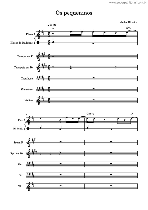 Partitura da música Os Pequeninos