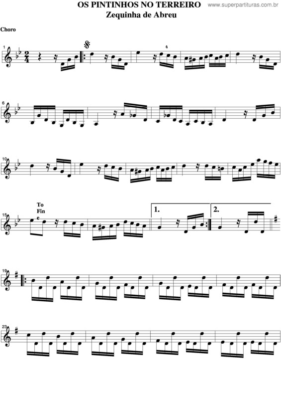 Partitura da música Os Pintinhos No Terreiro v.5