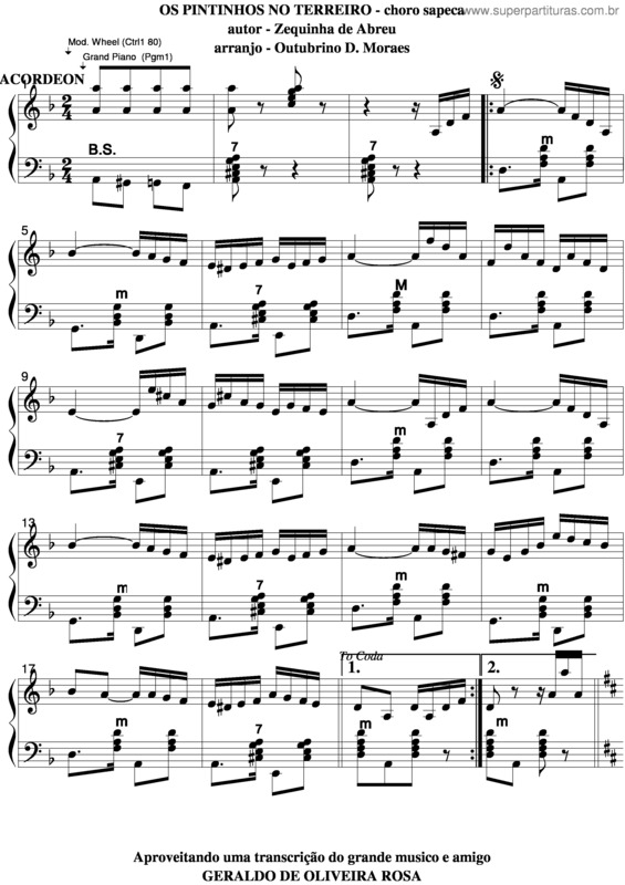 Partitura da música Os Pintinhos No Terreiro v.7