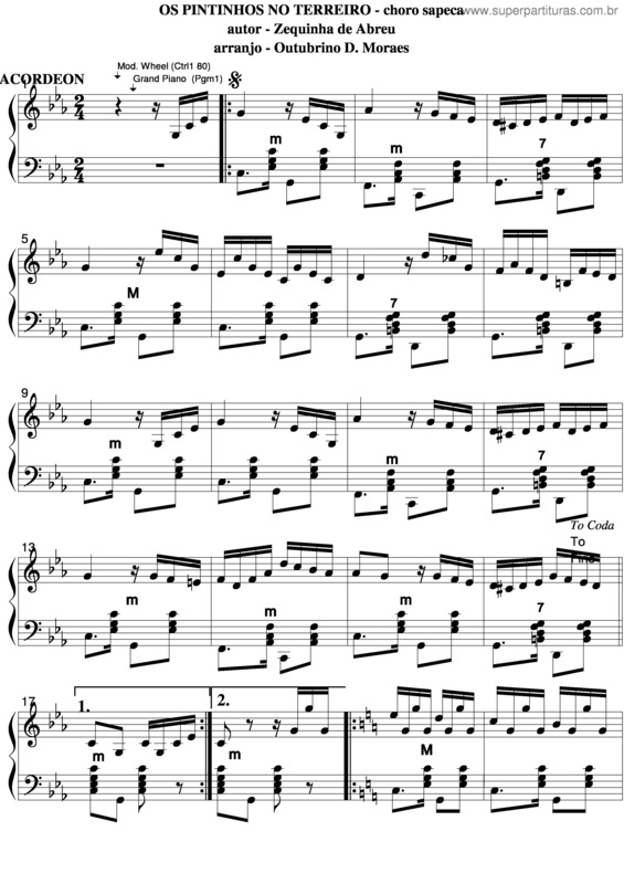 Partitura da música Os Pintinhos No Terreiro v.8