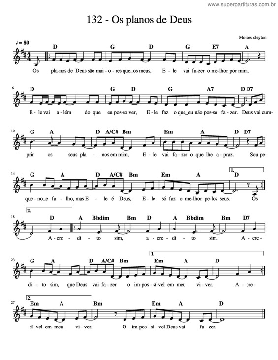 Partitura da música Os Planos De Deus