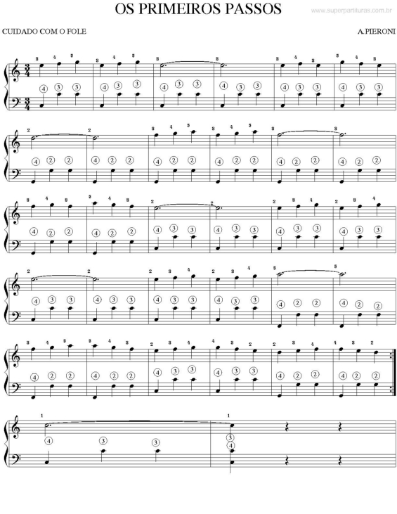 Partitura da música Os Primeiros Passos