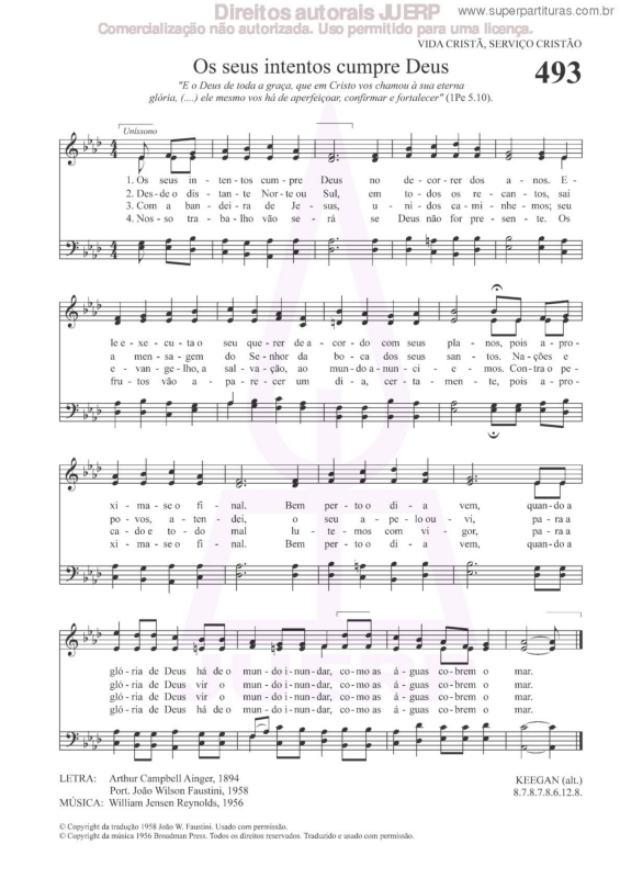 Partitura da música Os Seus Intentos Cumpre Deus - 493 HCC v.2