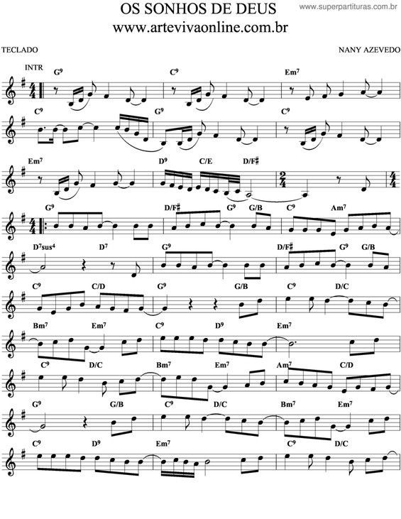 Partitura da música Os Sonhos De Deus v.2