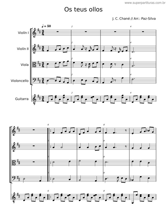 Partitura da música Os Teus Ollos – J. C. Chané
