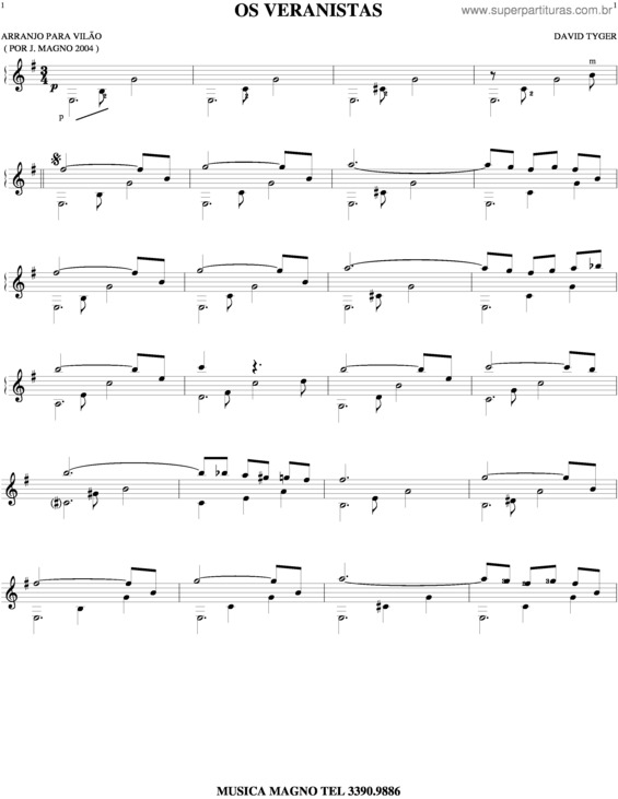 Partitura da música Os Veranistas