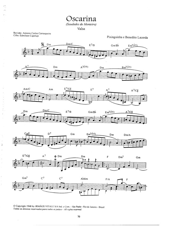 Partitura da música Oscarina v.7