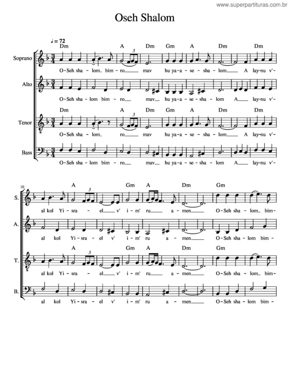 Partitura da música Oseh Shalom v.2