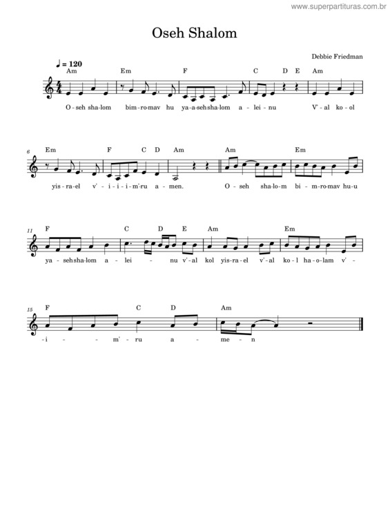 Partitura da música Oseh Shalom v.7