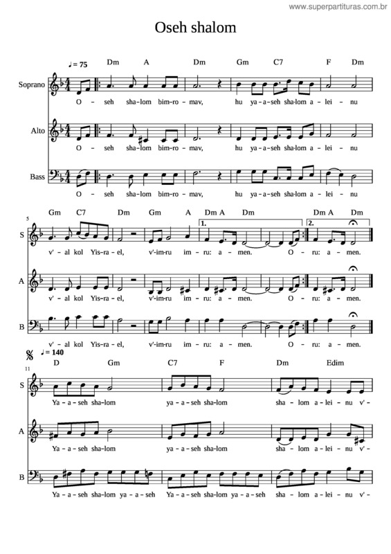 Partitura da música Oseh Shalom