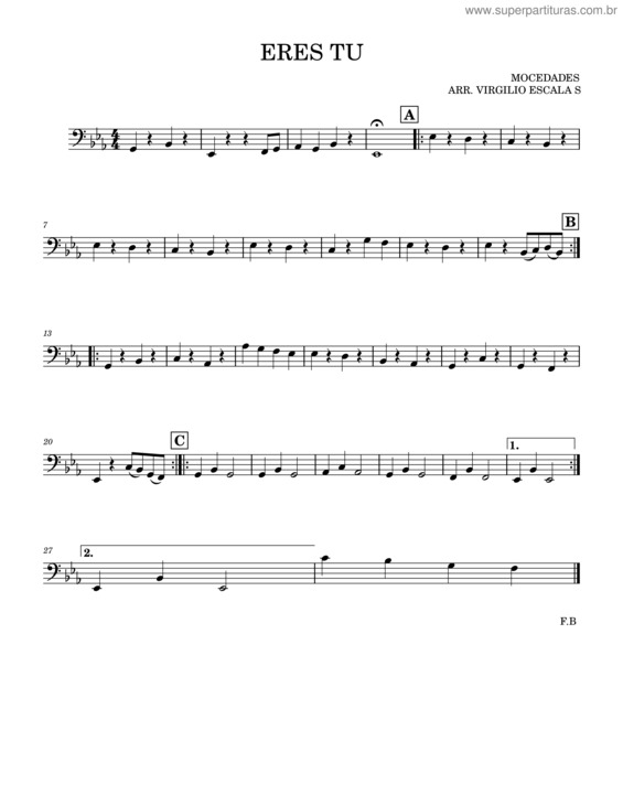 Partitura da música Ospo Eres Tu – Cello