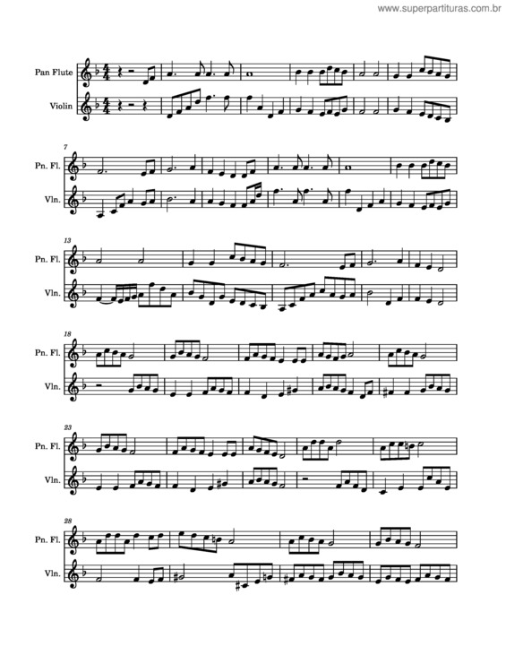 Partitura da música Osse Shalom – V.Dick Panflute And Violin