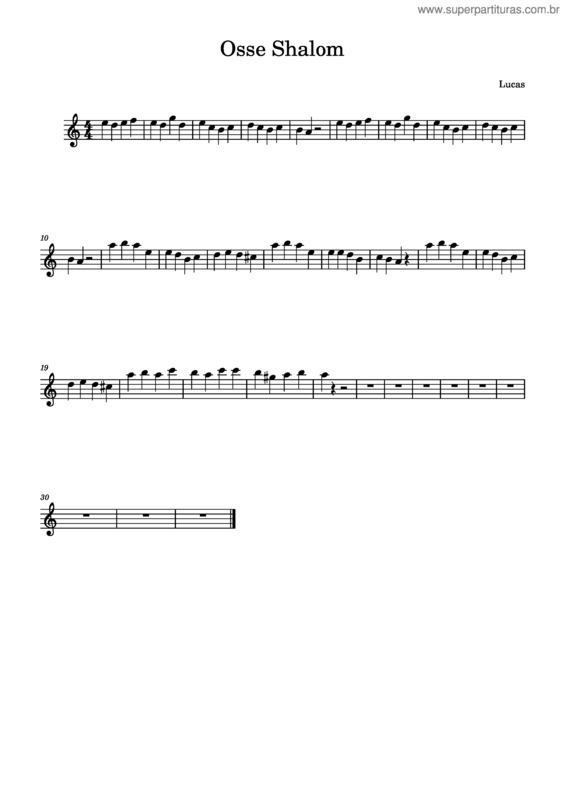 Partitura da música Osse Shalom