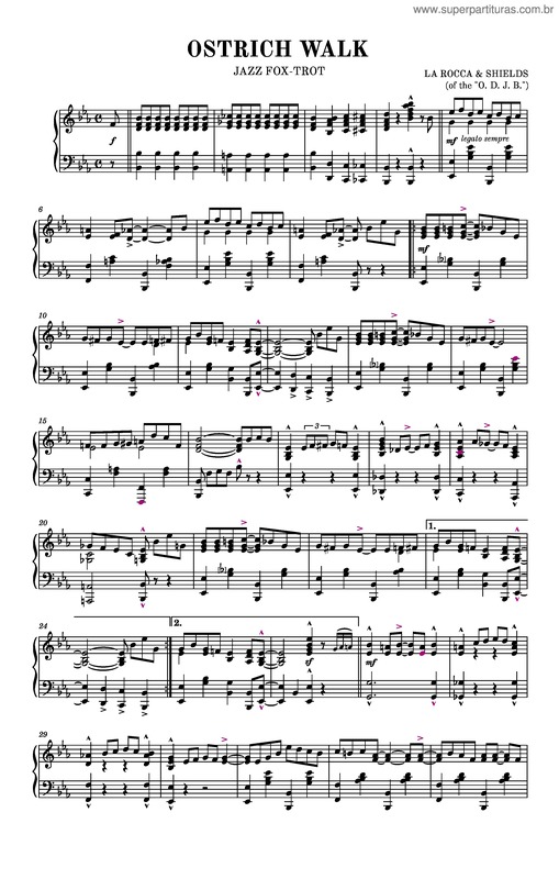 Partitura da música Ostrich Walk – Dominic James La Rocca & Lawrence James Shields