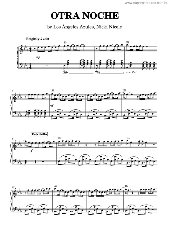 Partitura da música Otra Noche – Los Ángeles Azules, Nicki Nicole