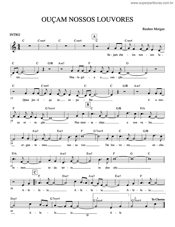 Partitura da música Ouçam Nossos Louvores