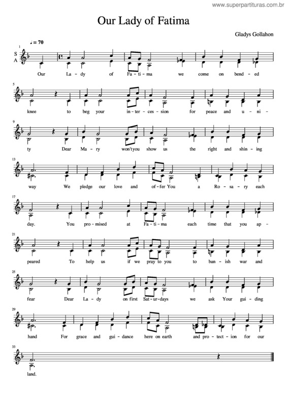 Partitura da música Our Lady Of Fatima